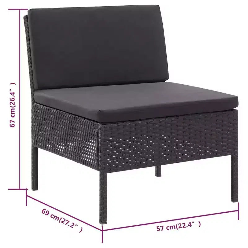 vidaXL Loungeset 3-teilig Polyrattan Sitzgruppe mit Couchtisch