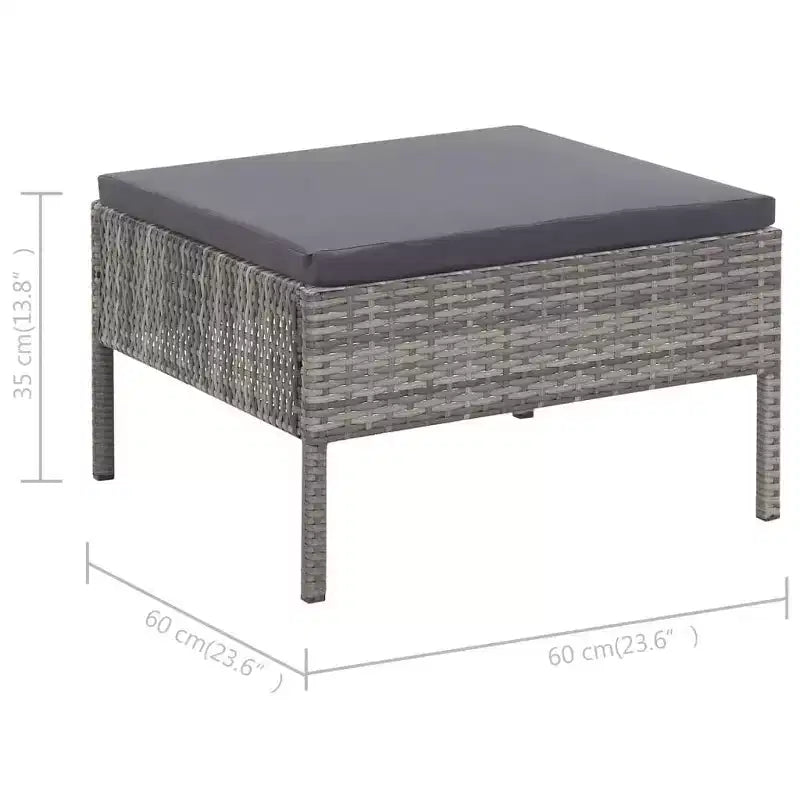 vidaXL Loungeset 3-teilig Polyrattan Sitzgruppe mit Couchtisch