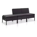 vidaXL Loungeset 3-teilig Polyrattan Sitzgruppe mit Couchtisch