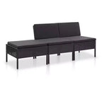 vidaXL Loungeset 3-teilig Polyrattan Sitzgruppe mit Couchtisch