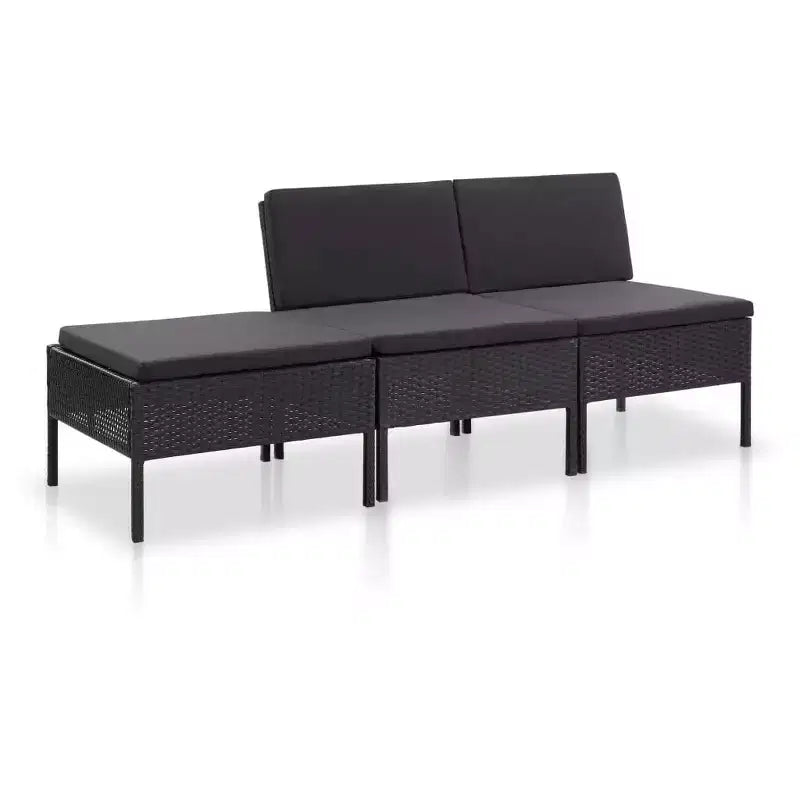 vidaXL Loungeset 3-teilig Polyrattan Sitzgruppe mit Couchtisch