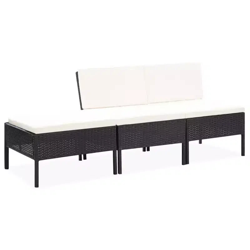 vidaXL Loungeset 3-teilig Polyrattan Sitzgruppe mit Couchtisch