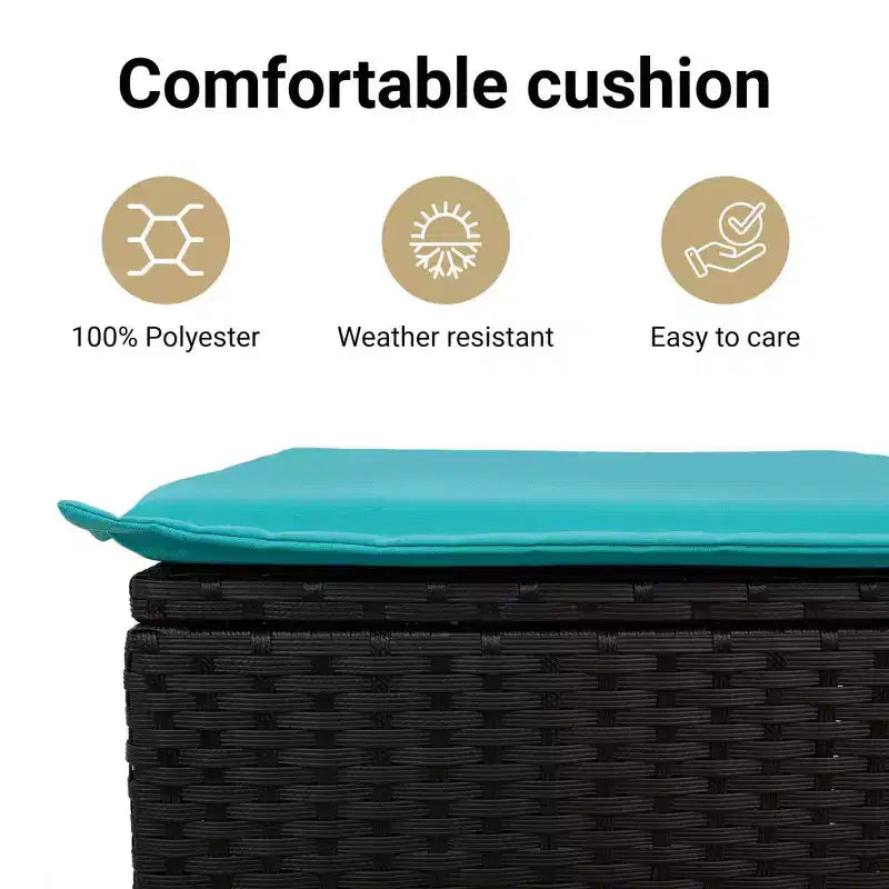 vidaXL Polyrattan-Sitzgruppe Schwarz, Blau