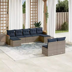 vidaXL Polyrattan-Sitzgruppe Schwarz, Blau