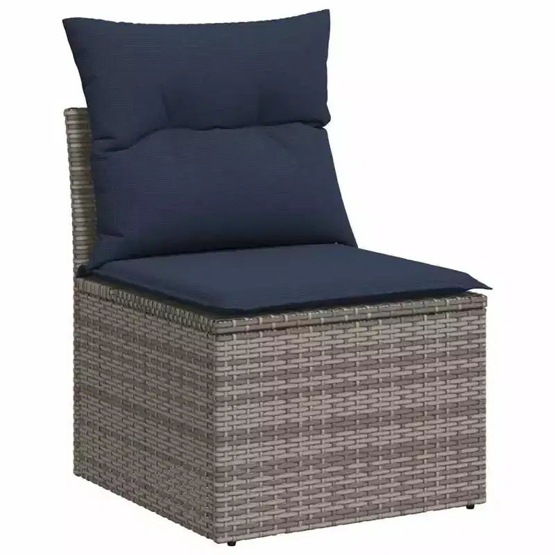 vidaXL Polyrattan-Sitzgruppe Schwarz, Blau