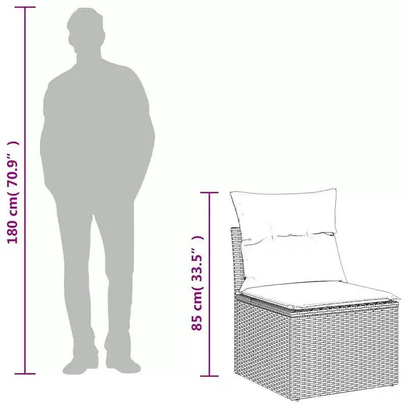 vidaXL Polyrattan-Sitzgruppe Schwarz, Blau