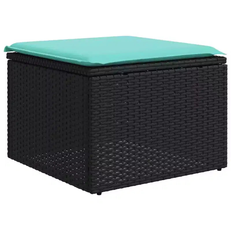 vidaXL Polyrattan-Sitzgruppe Schwarz, Blau