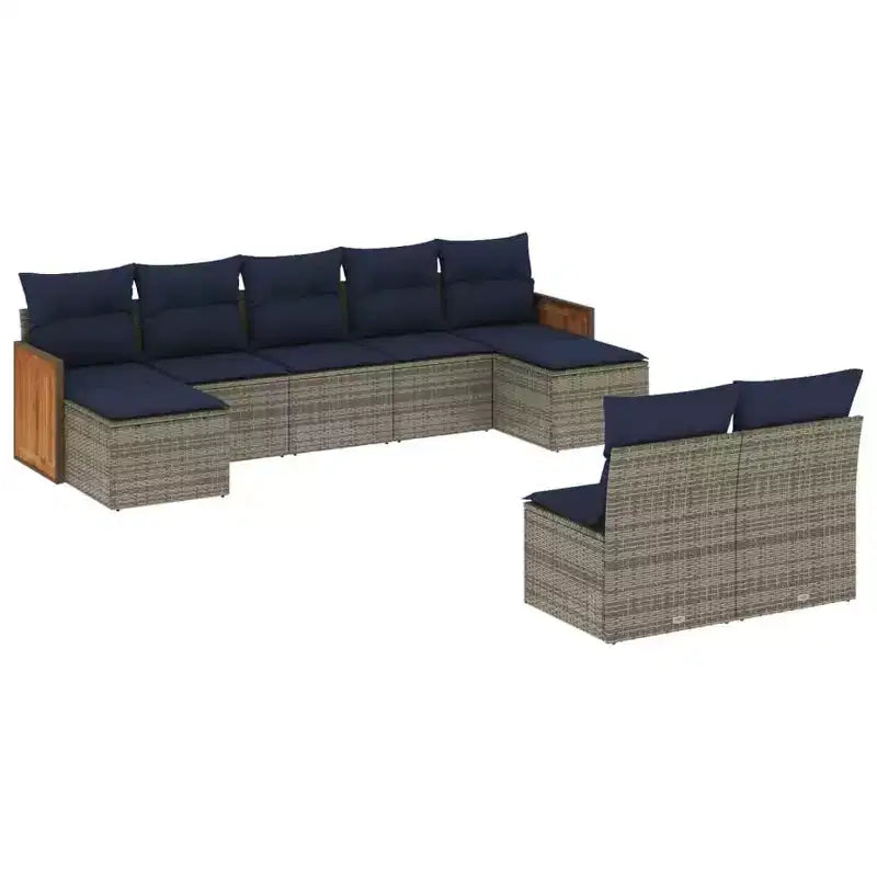 vidaXL Polyrattan-Sitzgruppe Schwarz, Blau