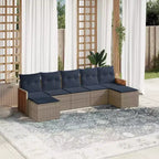 vidaXL Garten-Sofagarnitur PE-Rattan, pulverbeschichteter Stahl, 7-teilig