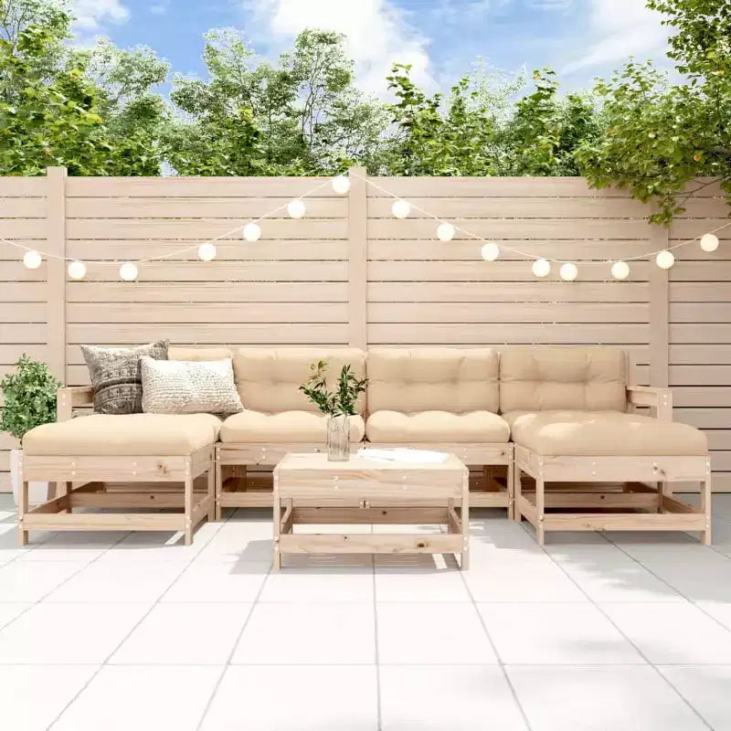 vidaXL Lounge-Set mit Kissen Outdoor-Möbel-Set 7-teilig Massivholz