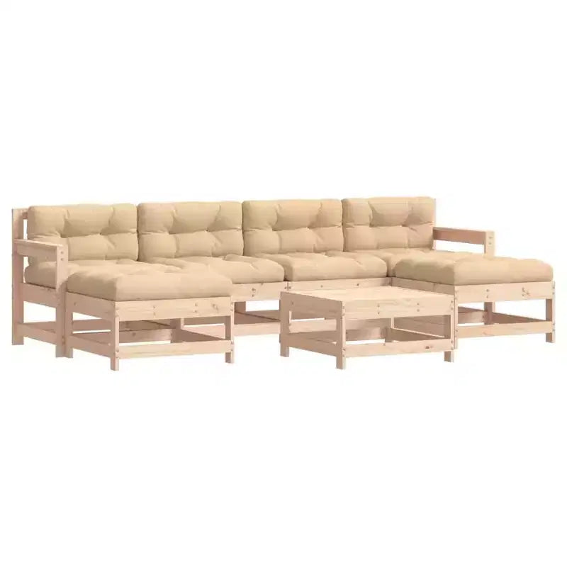 vidaXL Patio Lounge Set with Cushions Outdoor Furniture Set 7 Piece Solid Wood