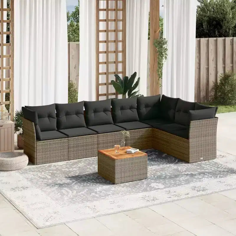 vidaXL Loungemöbel-Set mit Kissen Gartensofa 8-teilig Polyrattan
