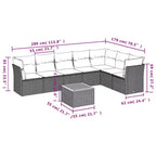 vidaXL Loungemöbel-Set mit Kissen Gartensofa 8-teilig Polyrattan