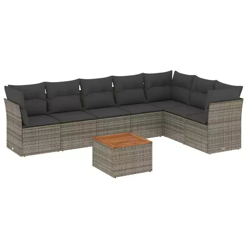 vidaXL Patio Sofa Set with Cushions Outdoor Furniture 8 Piece Poly Rattan