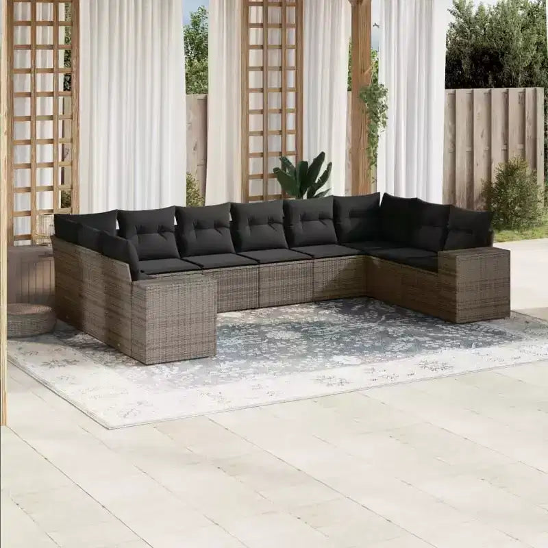 vidaXL Loungemöbel-Set mit Kissen Outdoor-Sitzgruppe Polyrattan