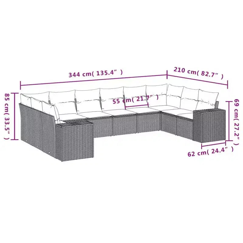 vidaXL Loungemöbel-Set mit Kissen Outdoor-Sitzgruppe Polyrattan