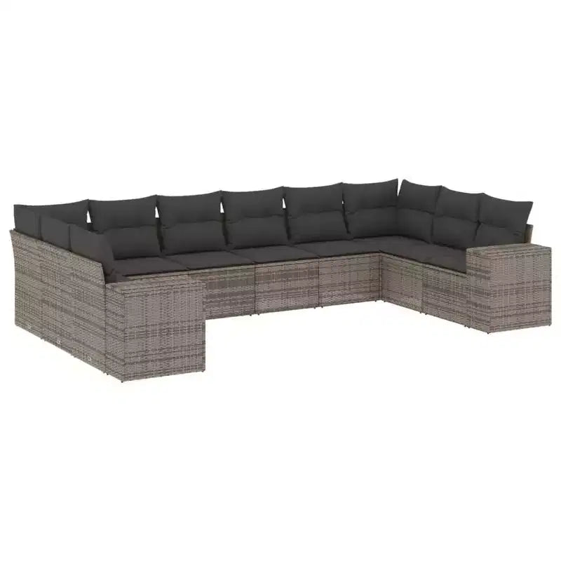 vidaXL Patio Sofa Set with Cushions Outdoor Conversation Furniture Poly Rattan