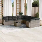 vidaXL 11-teiliges Gartensofa-Set mit Kissen Grau Polyrattan