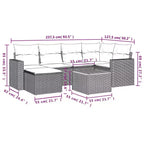 vidaXL 7-teiliges Garten-Sofa-Set mit Kissen Grau Polyrattan