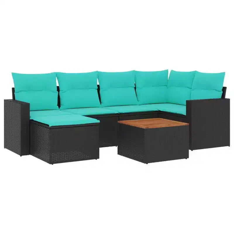 vidaXL 7-teiliges Garten-Sofa-Set mit Kissen Grau Polyrattan