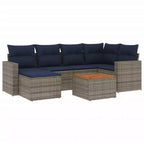vidaXL 7 Piece Patio Sofa Set with Cushions Gray Poly Rattan