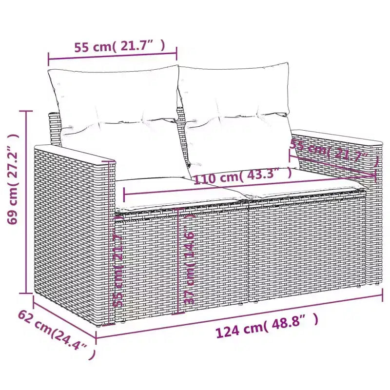 vidaXL 4-teiliges Terrassen-Sofa-Set mit Kissen Polyrattan, mehrere Farben und Modelle