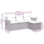vidaXL 4-teiliges Outdoor-Loungeset mit Kissen Polyrattan