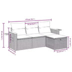 vidaXL 4-teiliges Outdoor-Loungeset mit Kissen Polyrattan