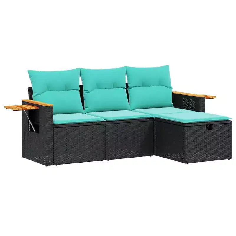 vidaXL 4 Piece Patio Sofa Set with Cushions Poly Rattan