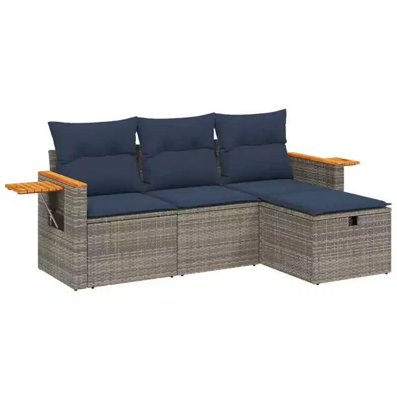 vidaXL 4-teiliges Outdoor-Loungeset mit Kissen Polyrattan