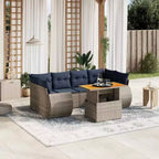 vidaXL Polyrattan-Gartensofa-Set mit Kissen, 7-teilig, Outdoor-Möbel