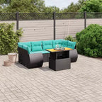 vidaXL Polyrattan-Gartensofa-Set mit Kissen, 7-teilig, Outdoor-Möbel