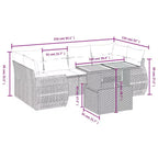 vidaXL Polyrattan-Gartensofa-Set mit Kissen, 7-teilig, Outdoor-Möbel