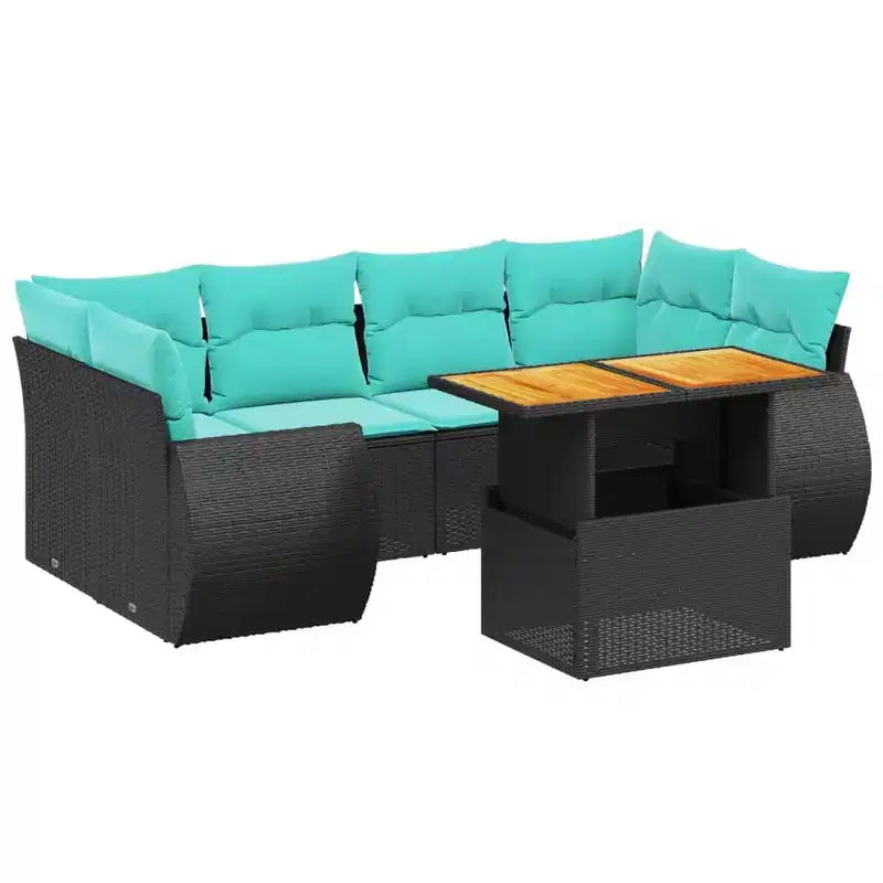 vidaXL Patio Sofa Set with Cushions Outdoor Furniture 7 Piece Poly Rattan
