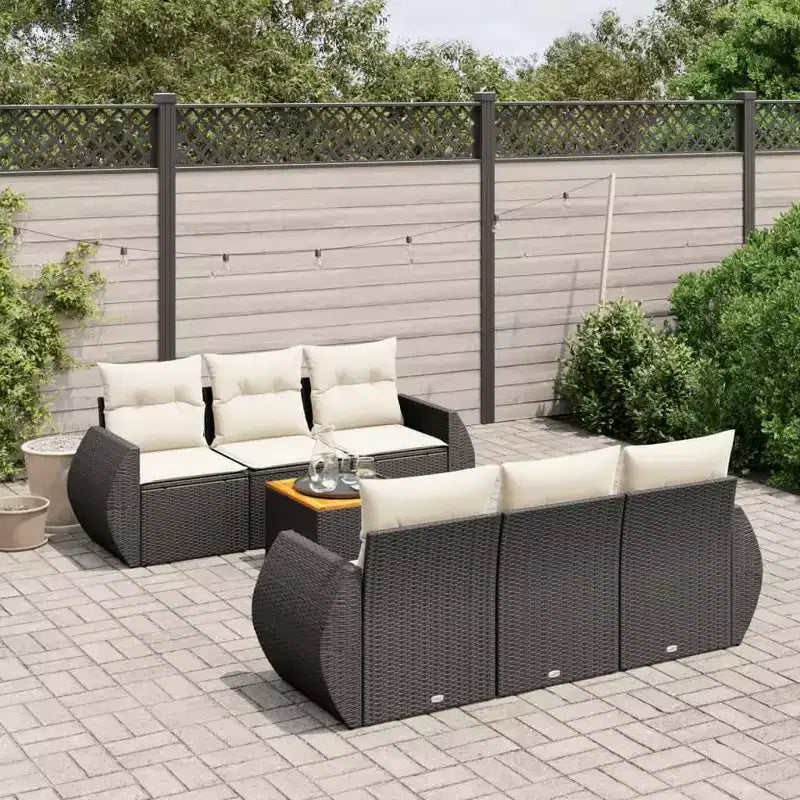 vidaXL 7-teiliges Loungeset mit Kissen Polyrattan