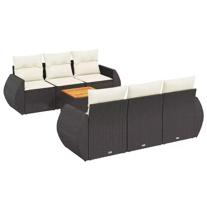 vidaXL 7-teiliges Loungeset mit Kissen Polyrattan