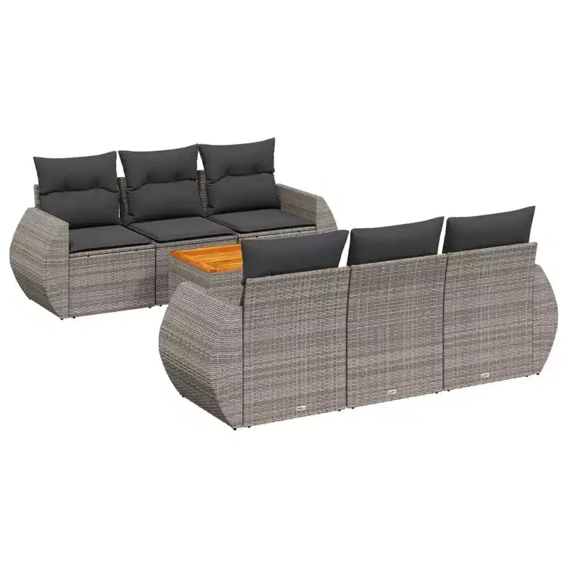 vidaXL 7 Piece Patio Sofa Set with Cushions Poly Rattan