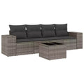 vidaXL 5 Piece Patio Sofa Set with Cushions Gray Poly Rattan