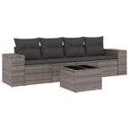 vidaXL 5 Piece Patio Sofa Set with Cushions Gray Poly Rattan