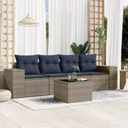 vidaXL 5-teilige Loungesitzgruppe mit Kissen Grau Polyrattan