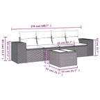 vidaXL 5-teilige Loungesitzgruppe mit Kissen Grau Polyrattan