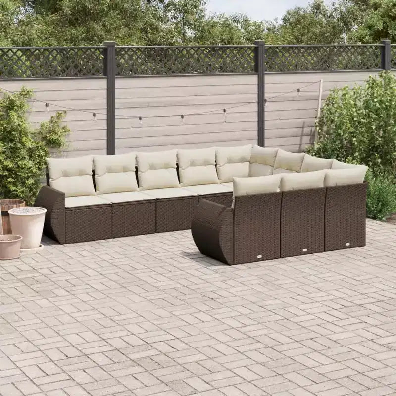 vidaXL 10-teiliges Loungeset mit Kissen Polyrattan, modulare Outdoor-Sitzgruppe, verschiedene Farben und Modelle