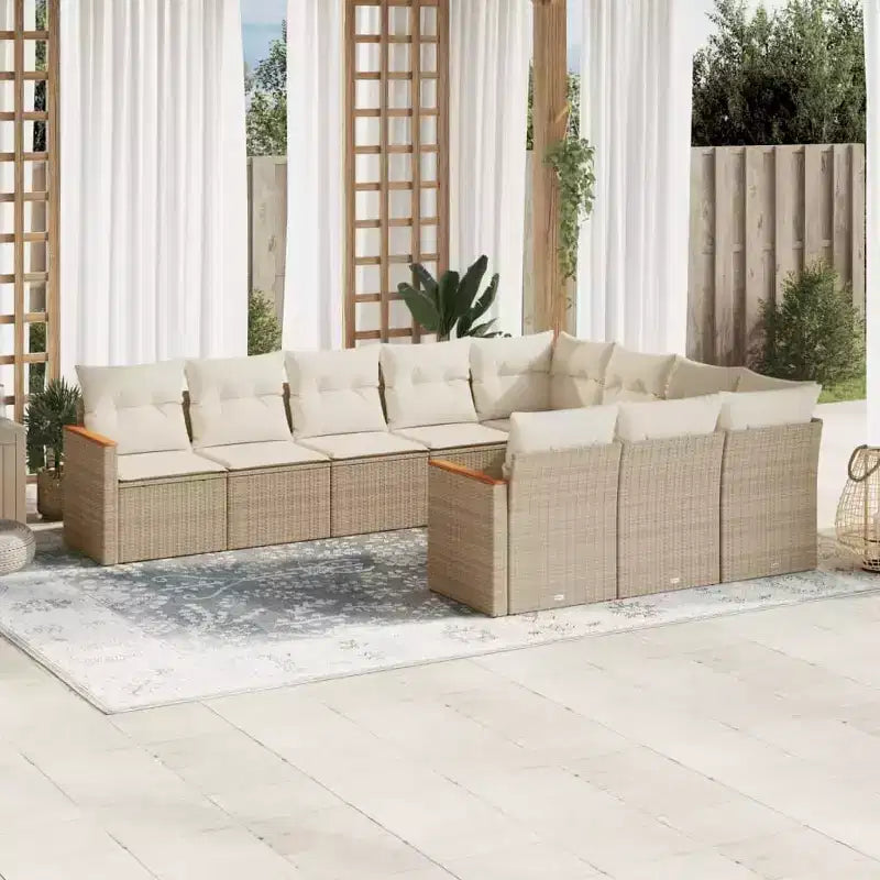 vidaXL 10-teiliges Loungeset mit Kissen Polyrattan, modulare Outdoor-Sitzgruppe, verschiedene Farben und Modelle