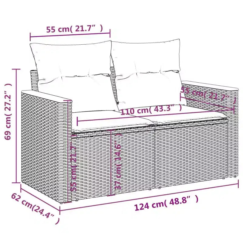 vidaXL 10-teiliges Loungeset mit Kissen Polyrattan, modulare Outdoor-Sitzgruppe, verschiedene Farben und Modelle