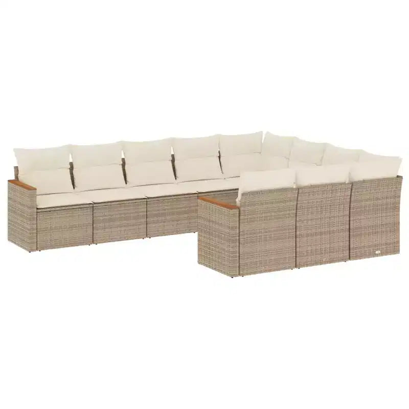 vidaXL 10 Piece Patio Sofa Set with Cushions Poly Rattan, Modular Outdoor Sectional, Multiple Colors and Models