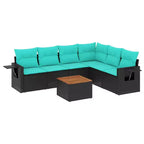 vidaXL 7 Piece Garden Sofa Set with Cushions Grey Poly Rattan