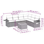 vidaXL 7-teiliges Garten-Sofa-Set mit Kissen Grau Polyrattan