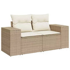 vidaXL 4-teiliges Terrassen-Sofa-Set mit Kissen Beige Polyrattan