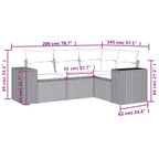 vidaXL 4-teiliges Terrassen-Sofa-Set mit Kissen Beige Polyrattan