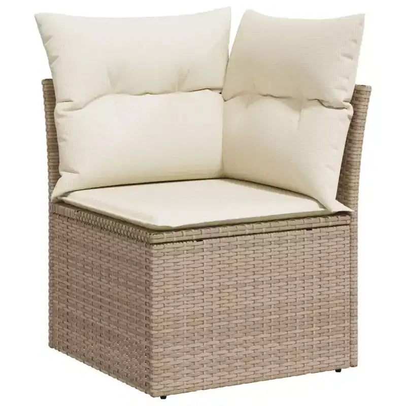 vidaXL 4-teiliges Terrassen-Sofa-Set mit Kissen Beige Polyrattan